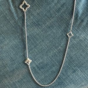 David Yurman Sterling Silver Quatrefoil Box Chain Necklace